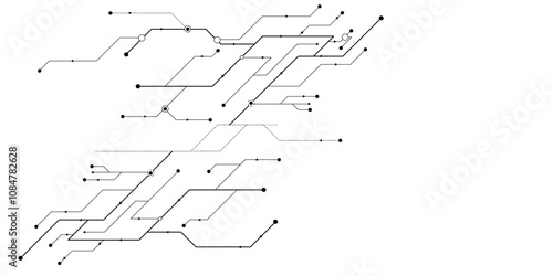 Vector Technology black circuit diagram concept. Abstract technology on white background. High-tech circuit board.