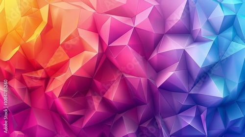 Abstract low poly design, colorful triangles meshed together photo