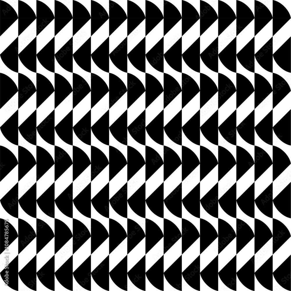 Seamless pattern with geometric motifs in black and white. Vector illustration.