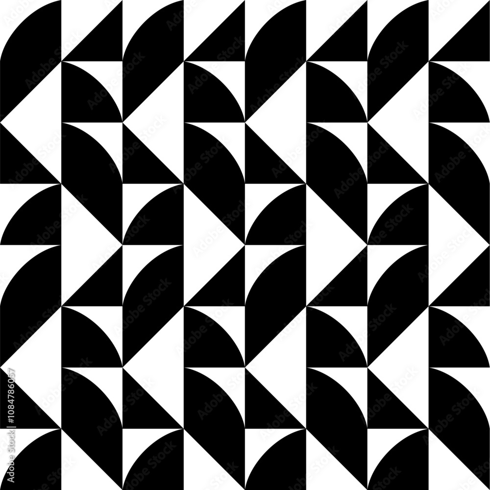 Seamless pattern with geometric motifs in black and white. Vector illustration.