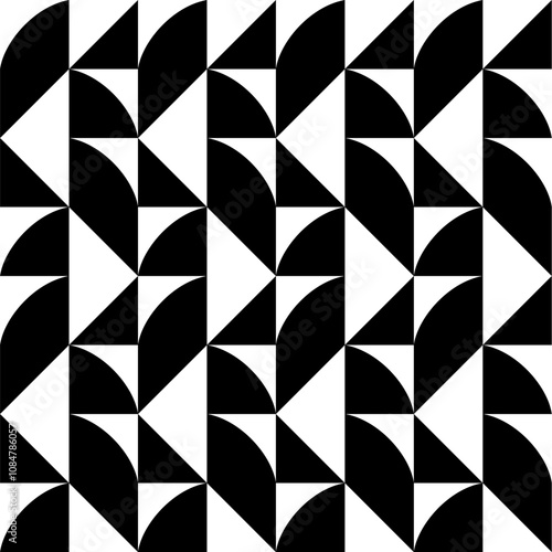 Obraz na płótnie Seamless pattern with geometric motifs in black and white. Vector illustration. w salonie