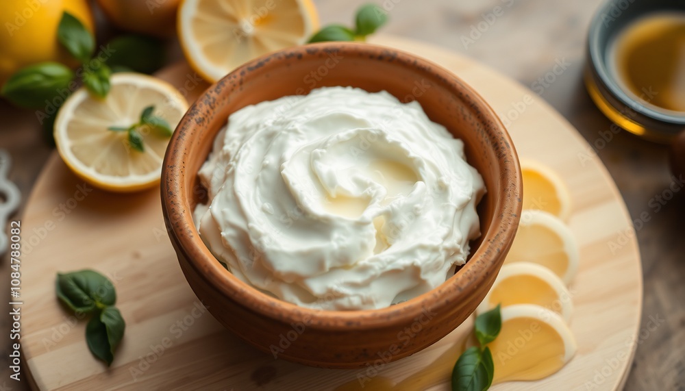 Creamy Yogurt with Lemon Honey Healthy Food Breakfast Dessert Creamy Yogurt with Lemon Honey Healthy Food Breakfast Dessert
