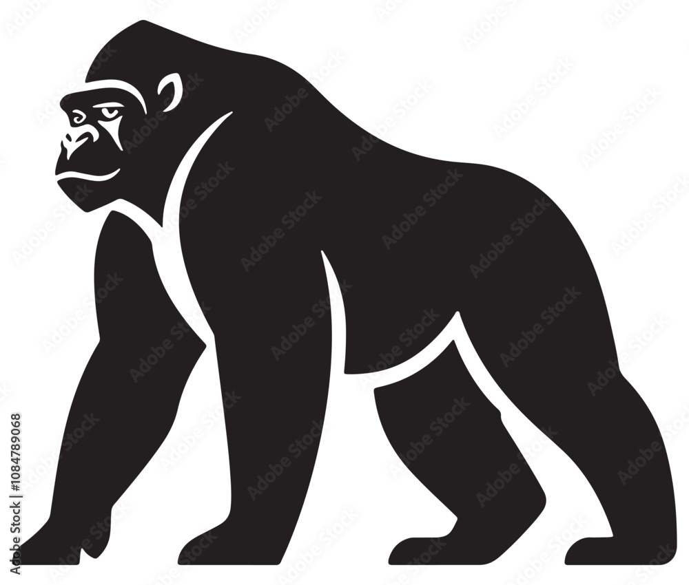 Cartoon gorilla silhouette icon, a minimal and gorilla vector silhouette Cartoon gorilla silhouette icon, a minimal and gorilla vector silhouette