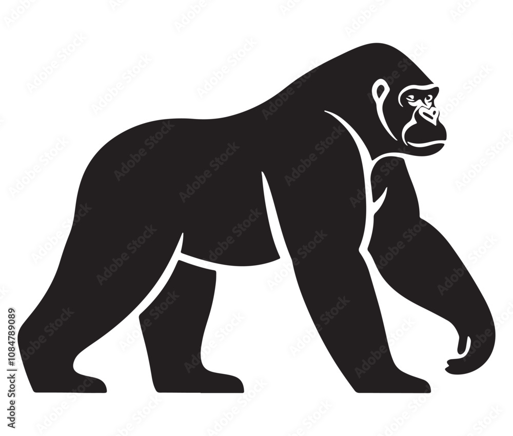 Cartoon gorilla silhouette icon, a minimal and gorilla vector silhouette Cartoon gorilla silhouette icon, a minimal and gorilla vector silhouette
