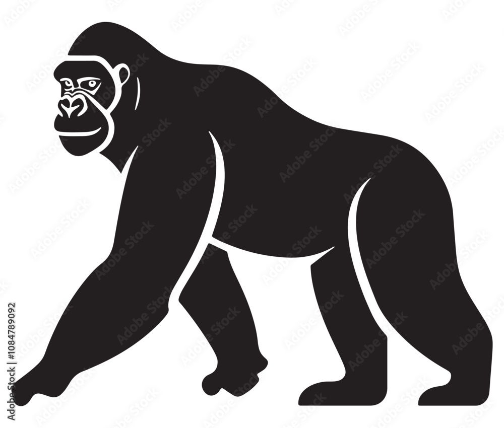 Cartoon gorilla silhouette icon, a minimal and gorilla vector silhouette Cartoon gorilla silhouette icon, a minimal and gorilla vector silhouette