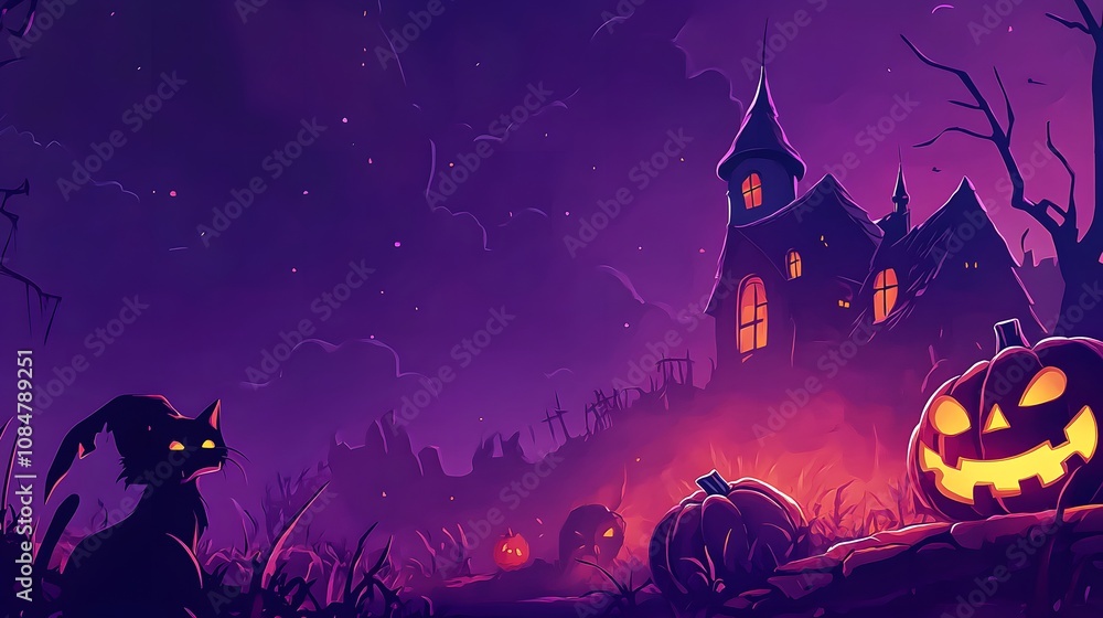 Spooky Halloween Background with Pumpkins Spooky Halloween Background with Pumpkins