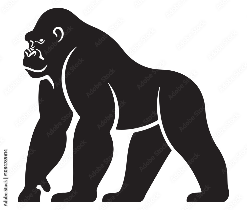 Cartoon gorilla silhouette icon, a minimal and gorilla vector silhouette Cartoon gorilla silhouette icon, a minimal and gorilla vector silhouette
