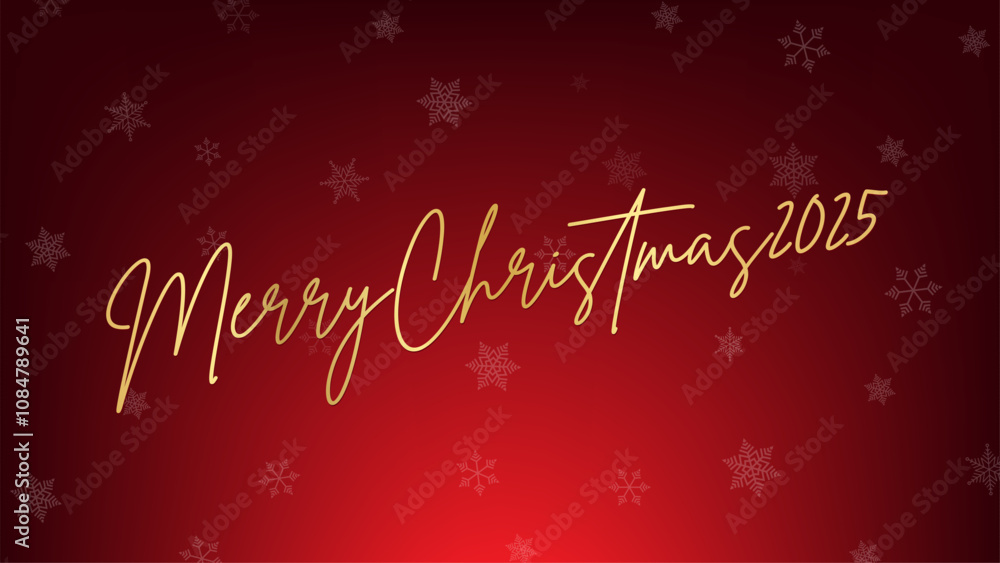 Merry Christmas 2025 Greeting Card or gift card with snowflakes background, hand write typography font design on red gradient background for Happy new year Celebration Merry Christmas 2025 Greeting Card or gift card with snowflakes background, hand write typography font design on red gradient background for Happy new year Celebration