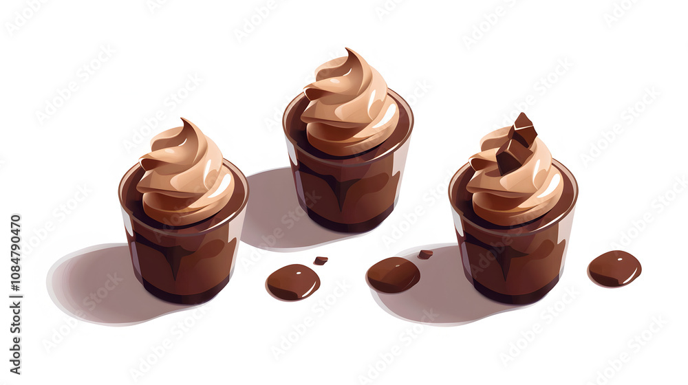Chocolate Mousse isometric Cartoon 3D Chocolate Mousse isometric Cartoon 3D