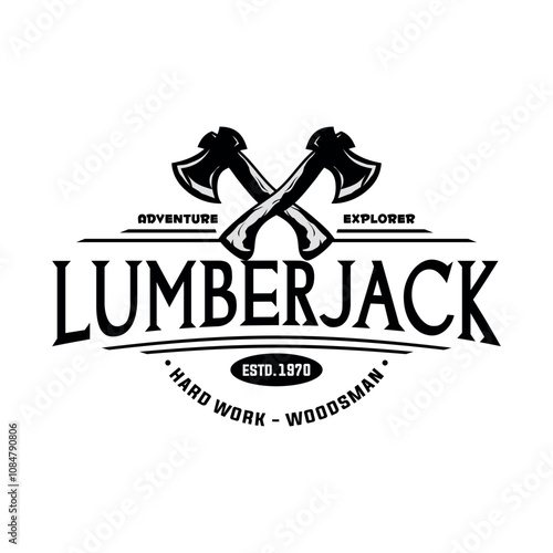 Lumberjack Vintage Logo Template. Vector illustration