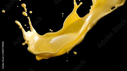 A dynamic splash of yellow liquid against a black background, showcasing motion and fluidity.