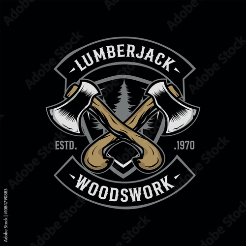 Lumberjack Vintage Logo Template. Vector illustration