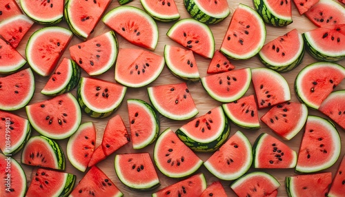 Juicy Watermelon Slices Summer Fruit Background Refreshing Texture