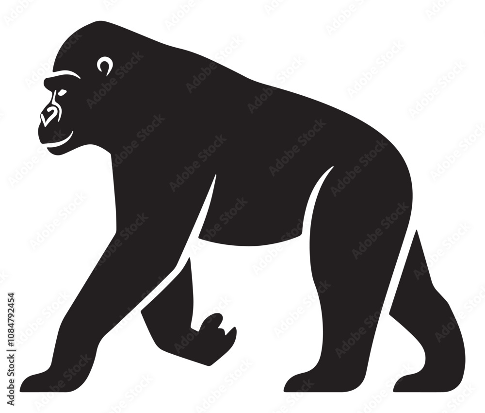 Cartoon gorilla silhouette icon, a minimal and gorilla vector silhouette Cartoon gorilla silhouette icon, a minimal and gorilla vector silhouette