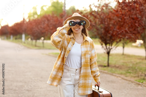 Female tourist with bag loo...