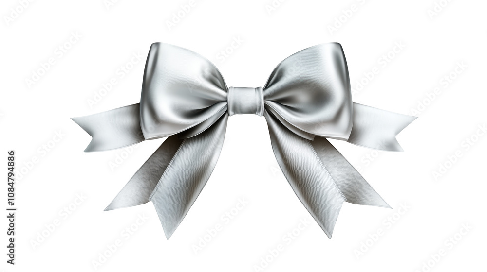 Elegant Silver Bow for Gift Wrapping and Decorative Purposes isolated on transparent background Elegant Silver Bow for Gift Wrapping and Decorative Purposes isolated on transparent background