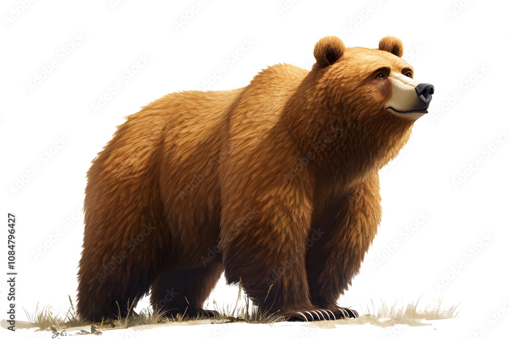 Obraz premium brown bear isolated on white with transparent background, PNG file