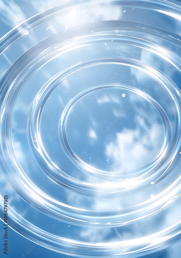 A serene water surface with ripples reflecting light and clouds. A serene water surface with ripples reflecting light and clouds.