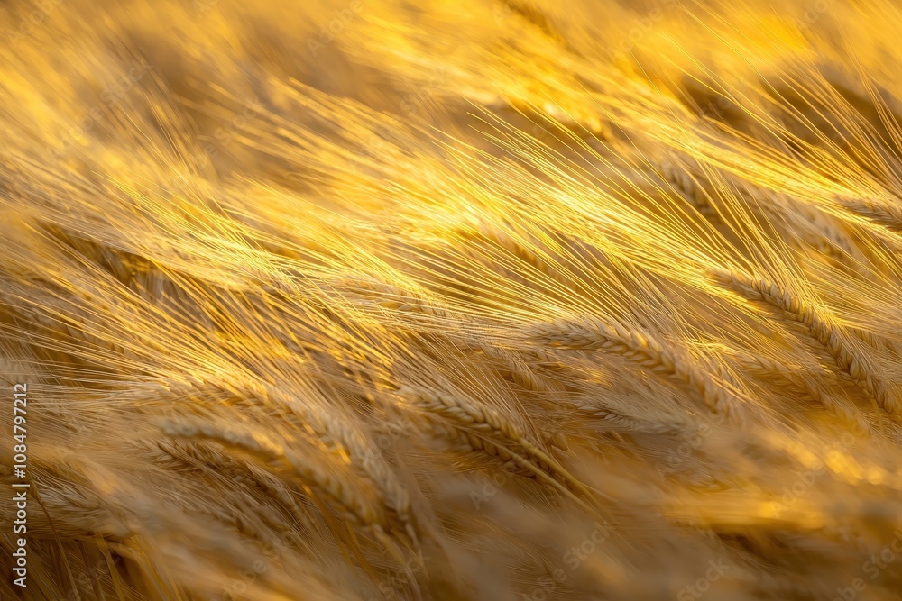 Golden Waves of Wheat in a Sunlit Field, Capturing the Beauty of Agriculture and Nature's Bounty, Ideal for Representing Harvest and Rural Landscapes Golden Waves of Wheat in a Sunlit Field, Capturing the Beauty of Agriculture and Nature's Bounty, Ideal for Representing Harvest and Rural Landscapes
