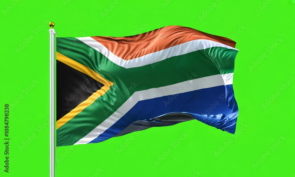 Sa Flag Animation south africa Waving Flag Animation loop isolate on Green Screen ...