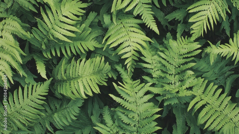 A dense arrangement of green fern leaves creating a lush, natural texture. A dense arrangement of green fern leaves creating a lush, natural texture.