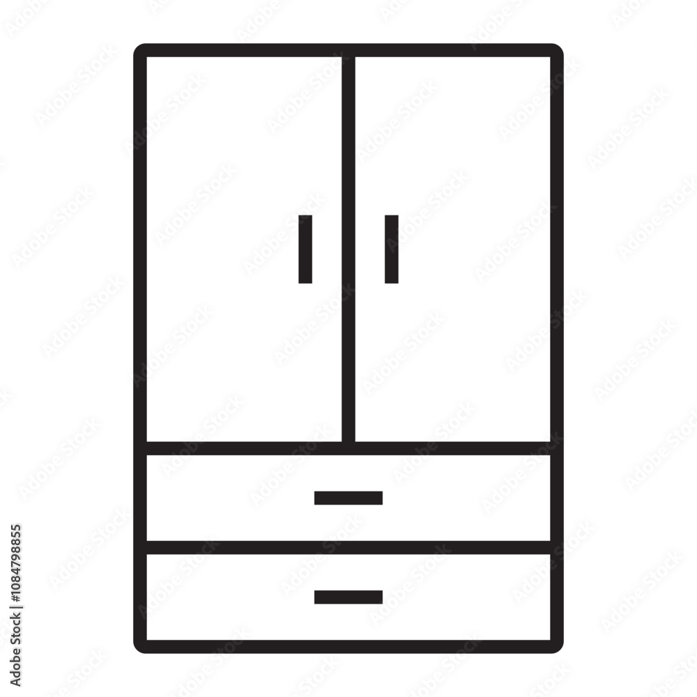 Wardrobe with Drawers line icon. Wardrobe with Drawers line icon.