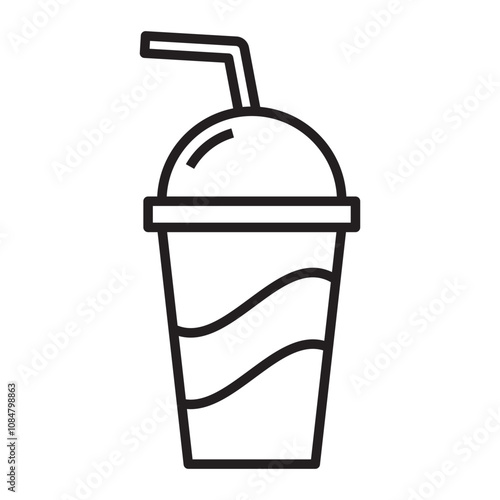 Slushy Drink with Straw line icon.