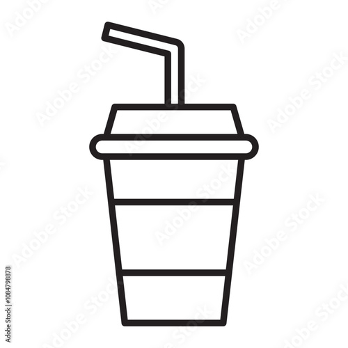 Beverage Cup with Straw line icon.