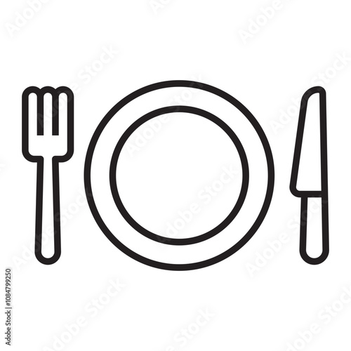 Plate and Utensils line icon.