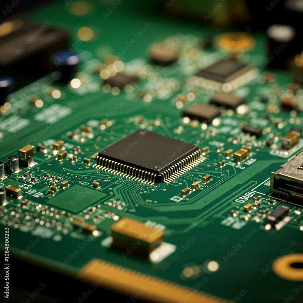 Macro Shot of Circuit Board with Gold-Plated Connectors Macro Shot of Circuit Board with Gold-Plated Connectors
