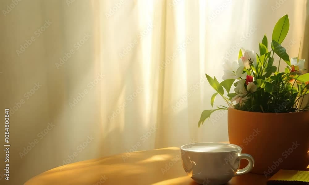 A cozy wooden study table bathed in warm sunlight, with neatly arranged colorful stationery A cozy wooden study table bathed in warm sunlight, with neatly arranged colorful stationery