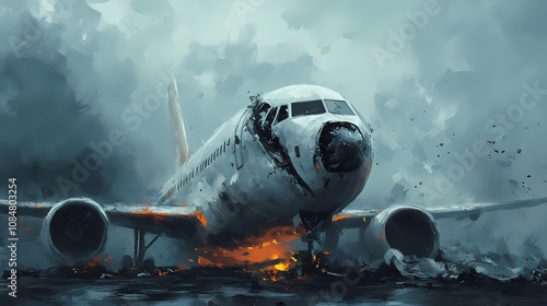 Plane crash. Epiphany. Illustration photo