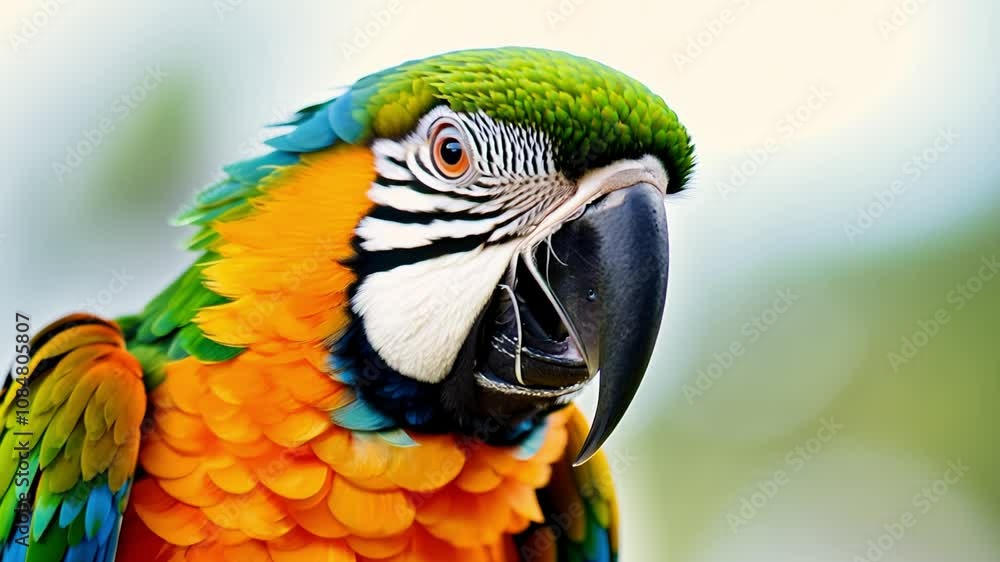 Blue and yellow macaw slowly turning head Blue and yellow macaw slowly turning head