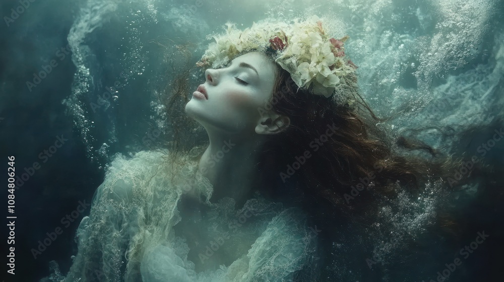 Submerged Serenity: A Dreamlike Underwater Portrait of a Woman Submerged Serenity: A Dreamlike Underwater Portrait of a Woman