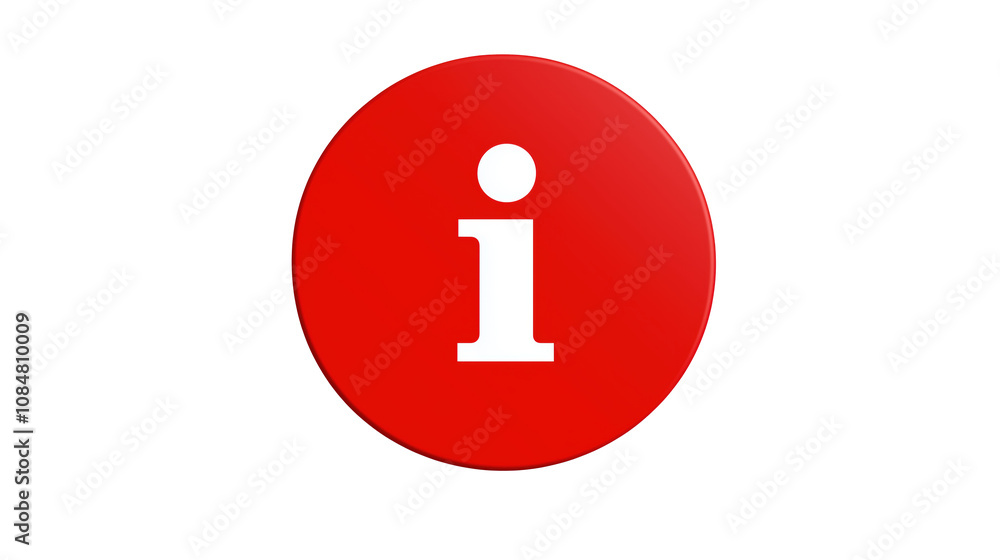 A Bright Red Informational Icon isolated on transparent background A Bright Red Informational Icon isolated on transparent background
