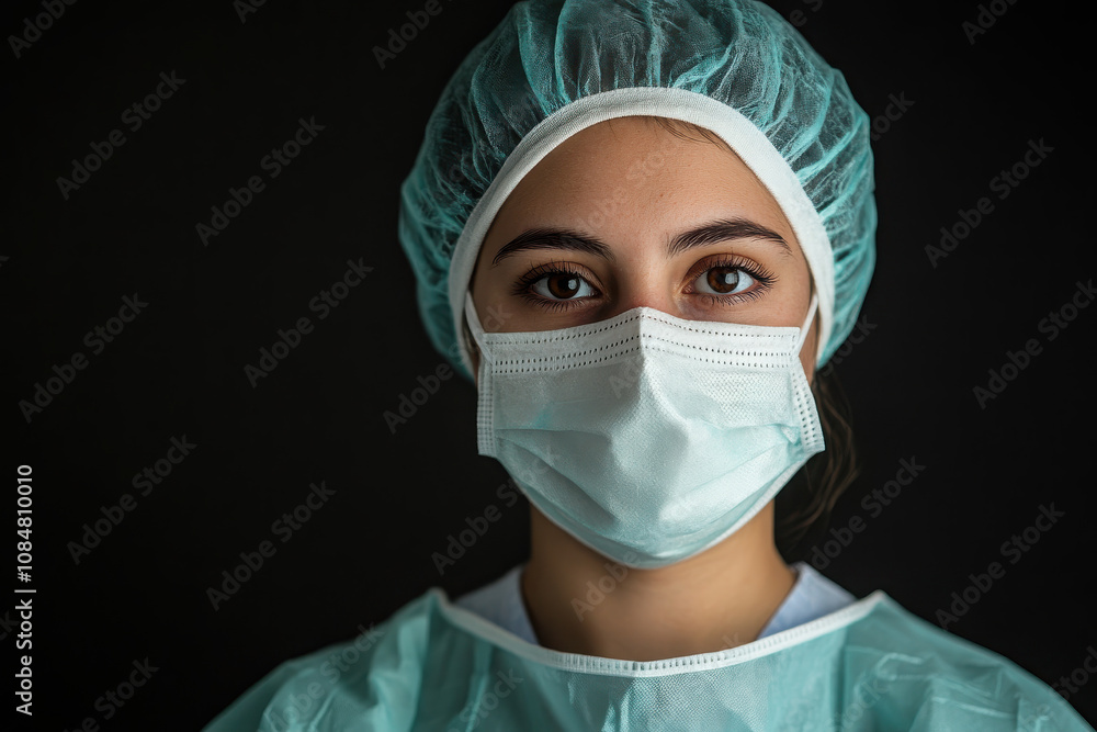 A healthcare worker in protective gear, emphasizing safety and professionalism. A healthcare worker in protective gear, emphasizing safety and professionalism.