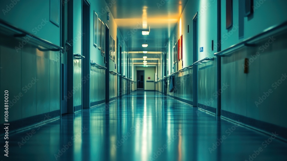 Eerie Hospital Corridor: A Long, Empty Hallway Eerie Hospital Corridor: A Long, Empty Hallway