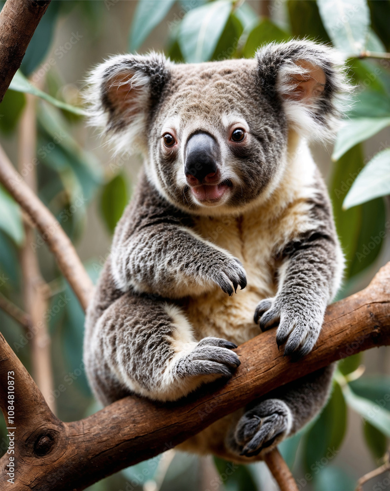 Fototapeta premium cute koala perched on a tree branch