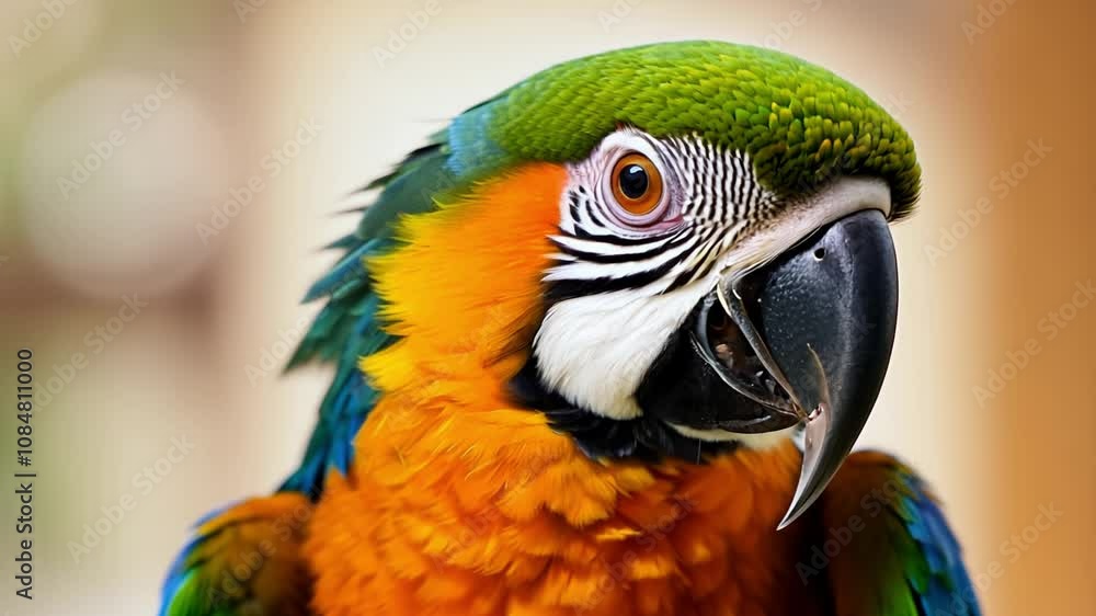 Blue and yellow macaw posing for the camera Blue and yellow macaw posing for the camera