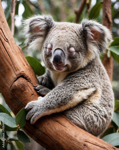 cute koala perched on a tree branch