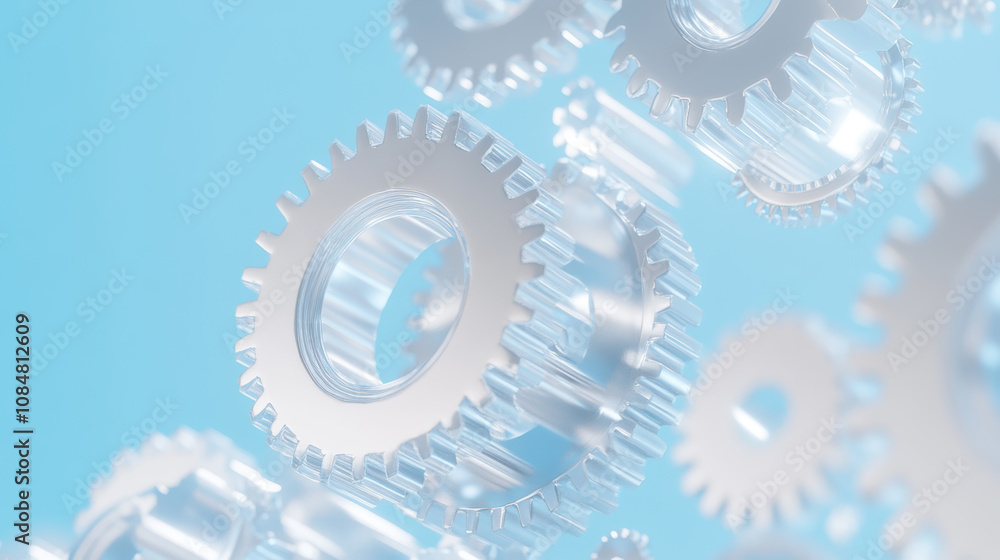 Transparent Gear Mechanism Abstract Tech Background Transparent Gear Mechanism Abstract Tech Background