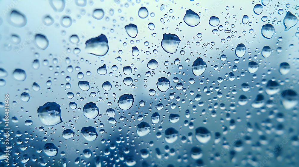 Closeup of Water Droplets on a Blue Surface, Creating a Textural Abstract Design Closeup of Water Droplets on a Blue Surface, Creating a Textural Abstract Design