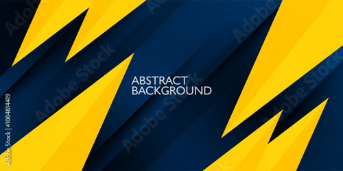 Abstract dark blue and yellow triangle on dark color geometric modern design. Overlap papercut futuristic background vector illustration. Eps10 vector