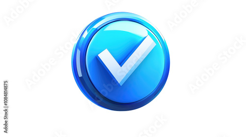 Stylized Blue Checkmark Icon isolated on transparent background	
