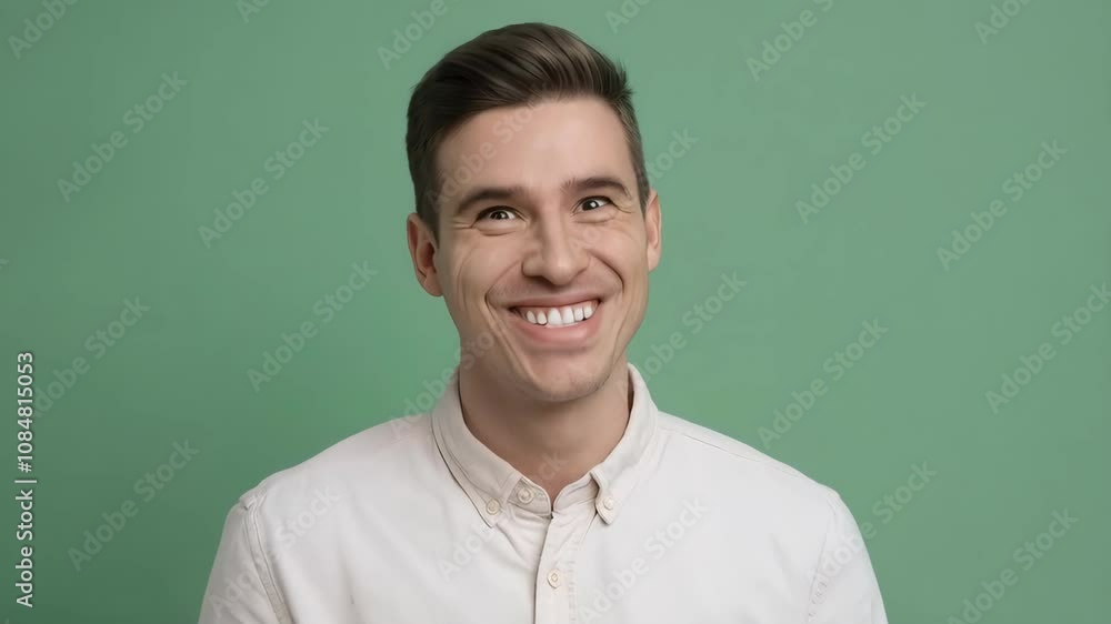 A smiling man with a raised finger, expressing an idea or realization. A smiling man with a raised finger, expressing an idea or realization.