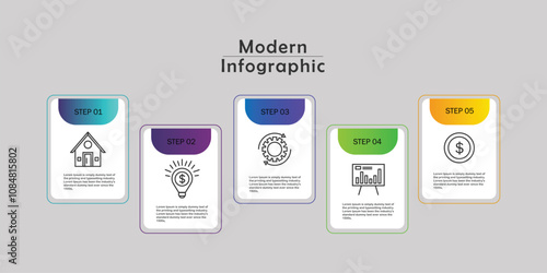 Design template infographic vector element with 5 step process or option suitable for business information and web presentation