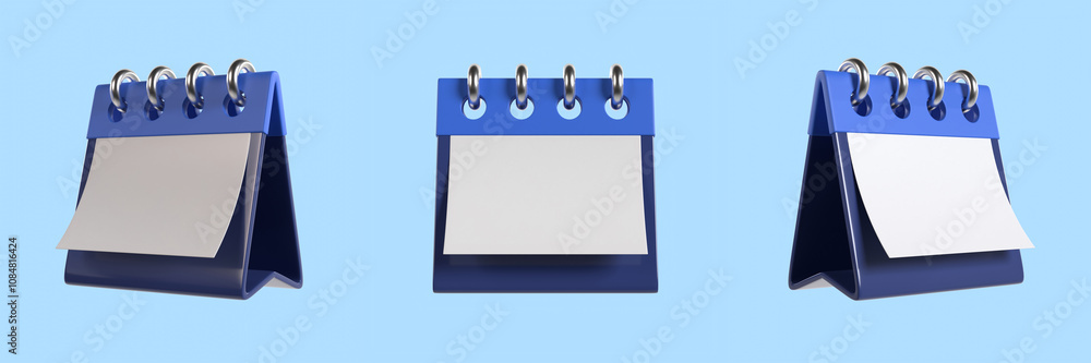 Set of Blue Calendar Schedule Planner 3D Illustration Set of Blue Calendar Schedule Planner 3D Illustration