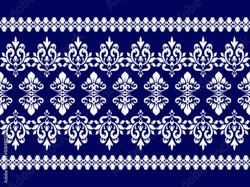 Geometric ethnic oriental ikat pattern traditional Design for background,carpet,wallpaper,clothing,wrapping,Batik,fabric,Vector illustration.embroidery style.