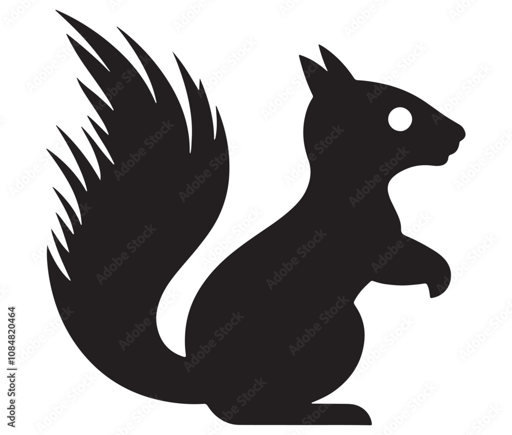 Squirrel on white background, Cartoon squirrel silhouette vector Squirrel on white background, Cartoon squirrel silhouette vector