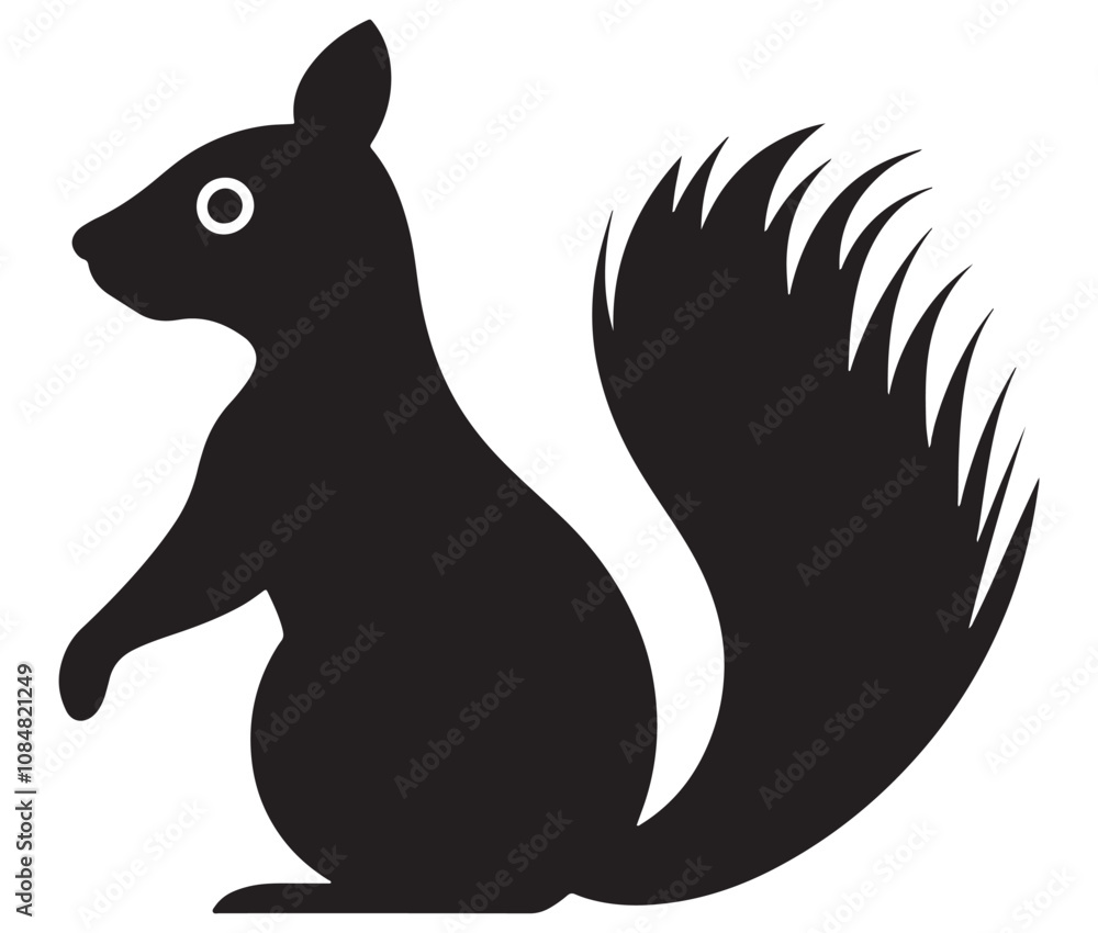 Squirrel on white background, Cartoon squirrel silhouette vector Squirrel on white background, Cartoon squirrel silhouette vector